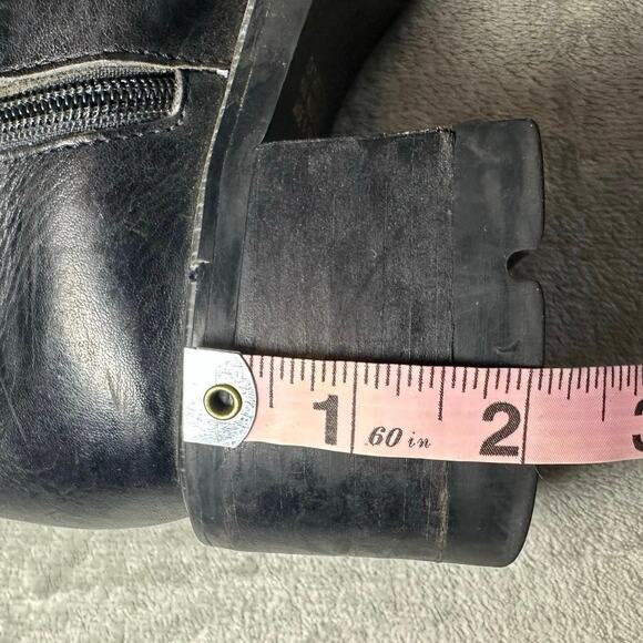 New Terrain Zip Ankle Boots Women Sz 7.5M Black Leather Chunky Heel Grunge Goth - Picture 15 of 16